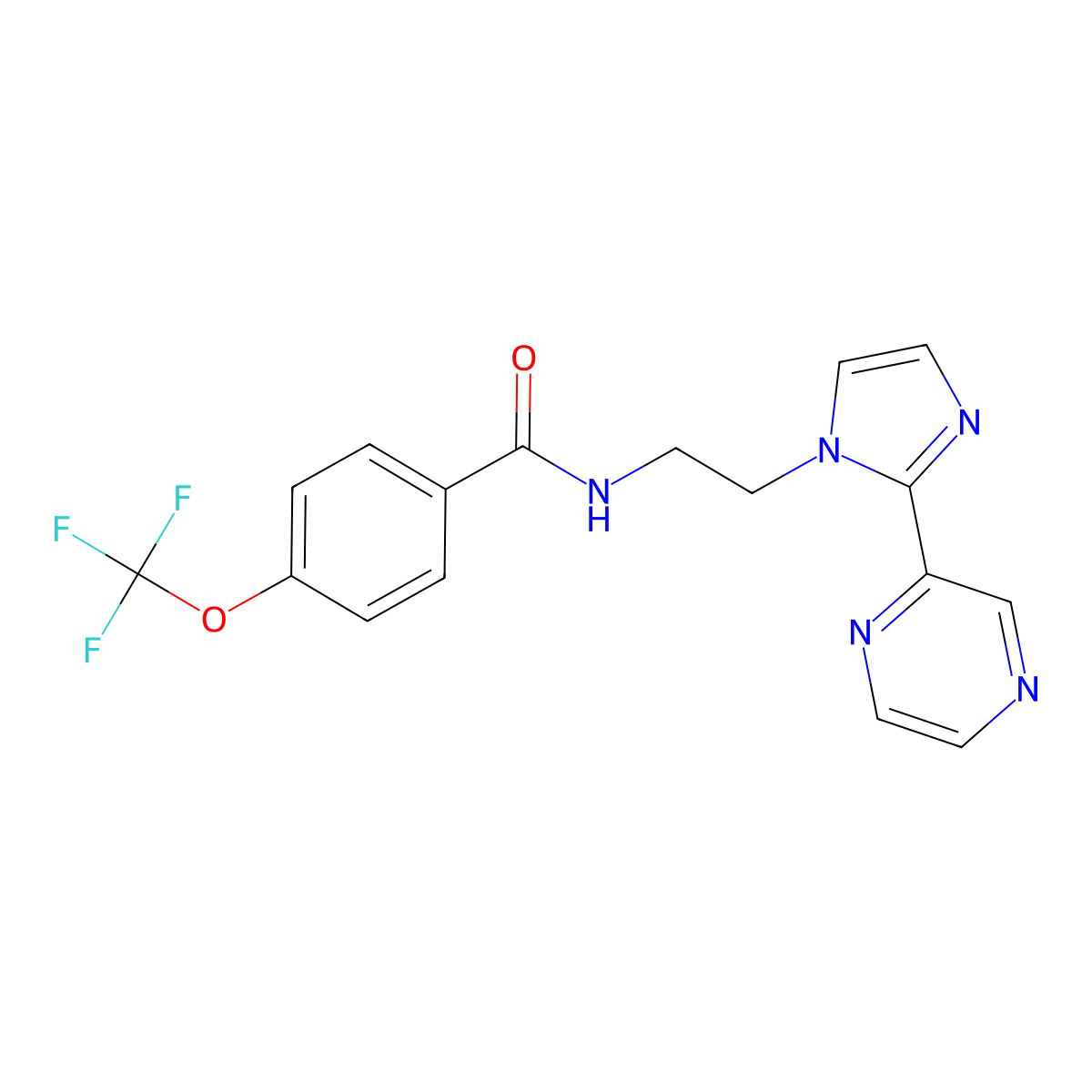N-{2-[2-(pyrazin-2-yl)-1H-imidazol-1-yl]ethyl}-4-(trifluoromethoxy)benzamide molecular structure, CAS 2034450-84-3