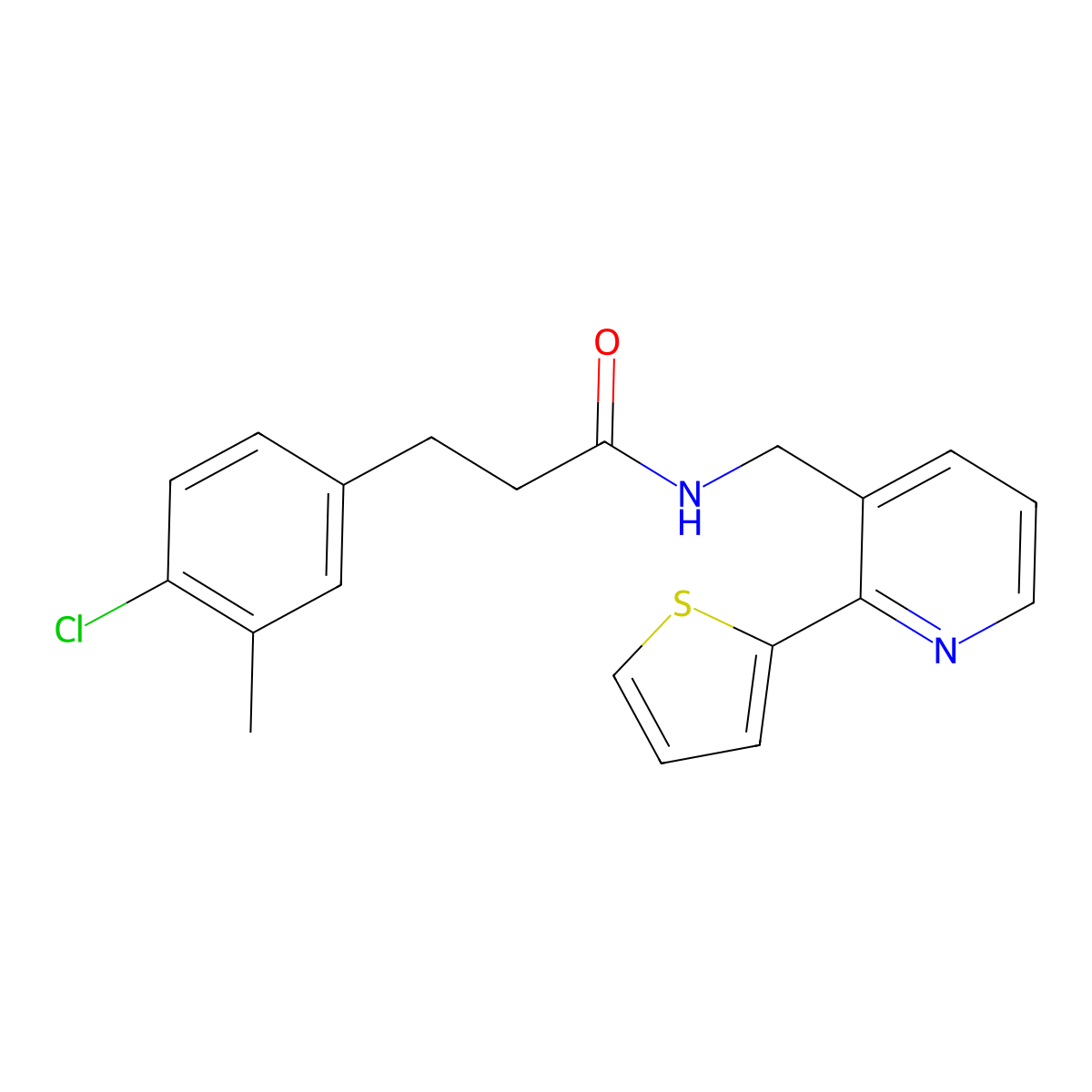 3-(4-chloro-3-methylphenyl)-N-{[2-(thiophen-2-yl)pyridin-3-yl]methyl}propanamide molecular structure, CAS 2034450-87-6