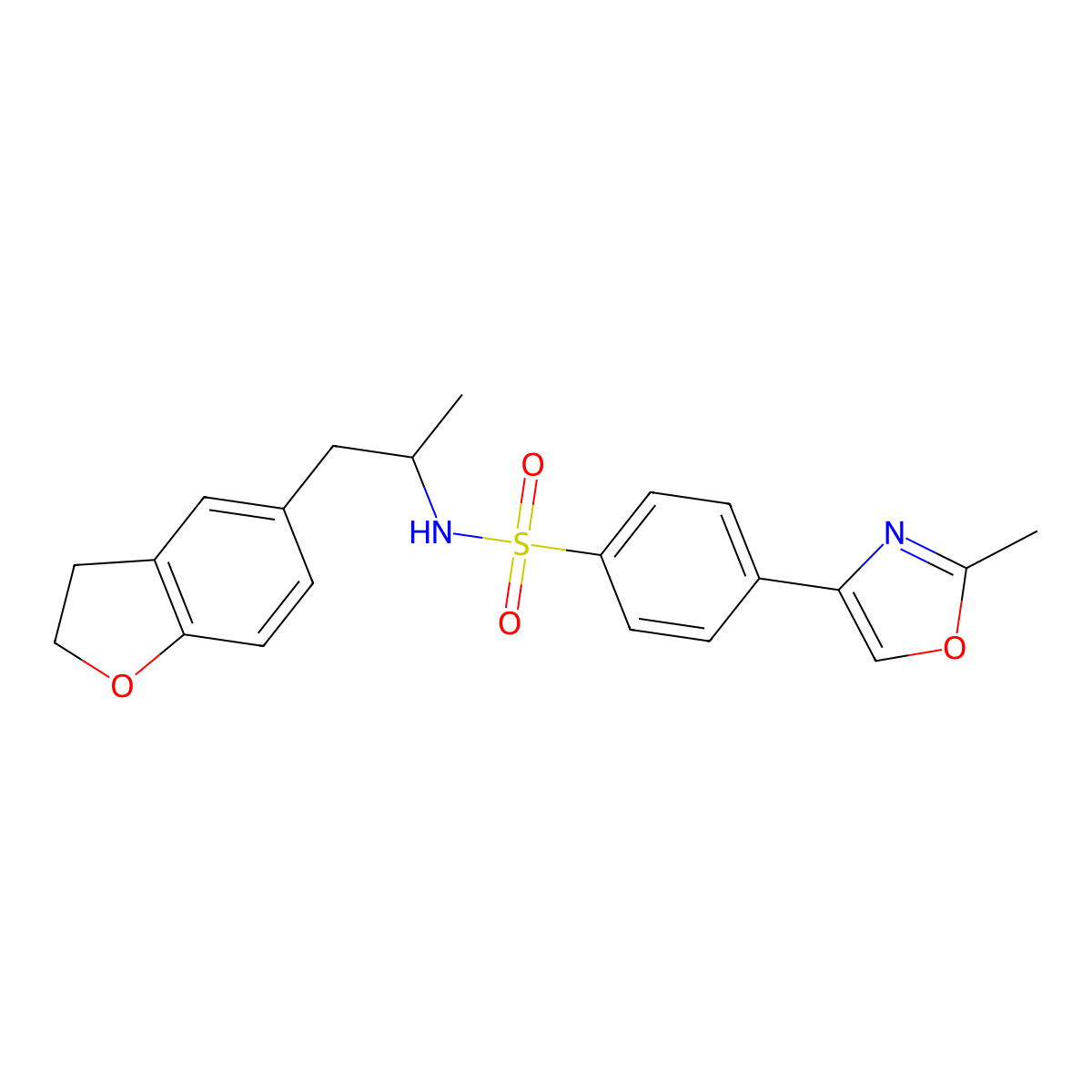 N-(1-(2,3-dihydrobenzofuran-5-yl)propan-2-yl)-4-(2-methyloxazol-4-yl)benzenesulfonamide molecular structure, CAS 2034450-92-3