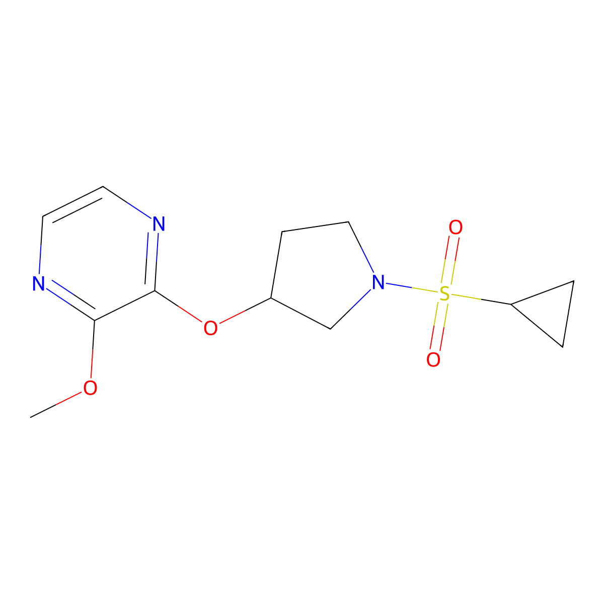 2-((1-(Cyclopropylsulfonyl)pyrrolidin-3-yl)oxy)-3-methoxypyrazine molecular structure, CAS 2034450-95-6