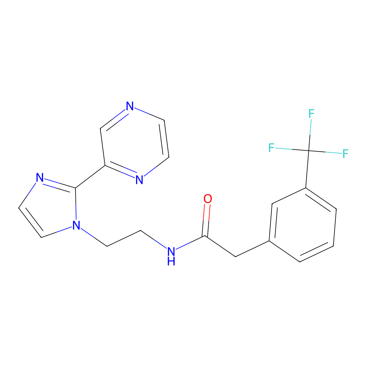 N-{2-[2-(pyrazin-2-yl)-1H-imidazol-1-yl]ethyl}-2-[3-(trifluoromethyl)phenyl]acetamide molecular structure, CAS 2034450-98-9