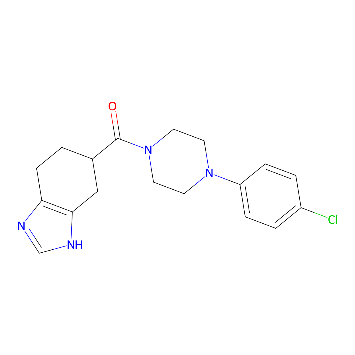(4-(4-chlorophenyl)piperazin-1-yl)(4,5,6,7-tetrahydro-1H-benzo[d]imidazol-5-yl)methanone molecular structure, CAS 2034451-01-7