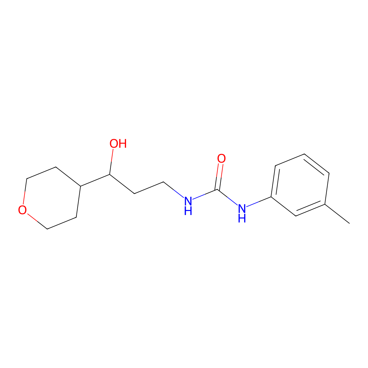 1-[3-Hydroxy-3-(oxan-4-yl)propyl]-3-(3-methylphenyl)urea molecular structure, CAS 2034451-03-9