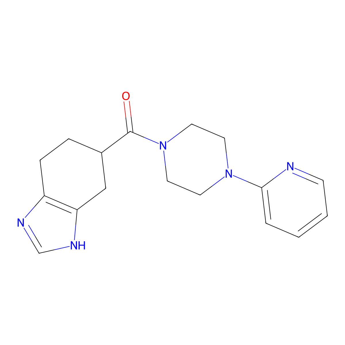 (4-(pyridin-2-yl)piperazin-1-yl)(4,5,6,7-tetrahydro-1H-benzo[d]imidazol-5-yl)methanone molecular structure, CAS 2034451-04-0