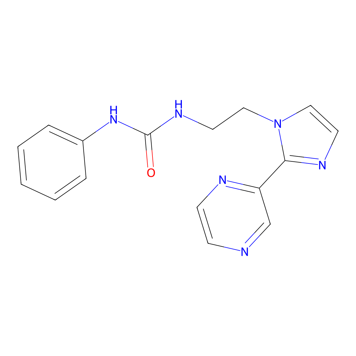 1-phenyl-3-(2-(2-(pyrazin-2-yl)-1H-imidazol-1-yl)ethyl)urea molecular structure, CAS 2034451-17-5