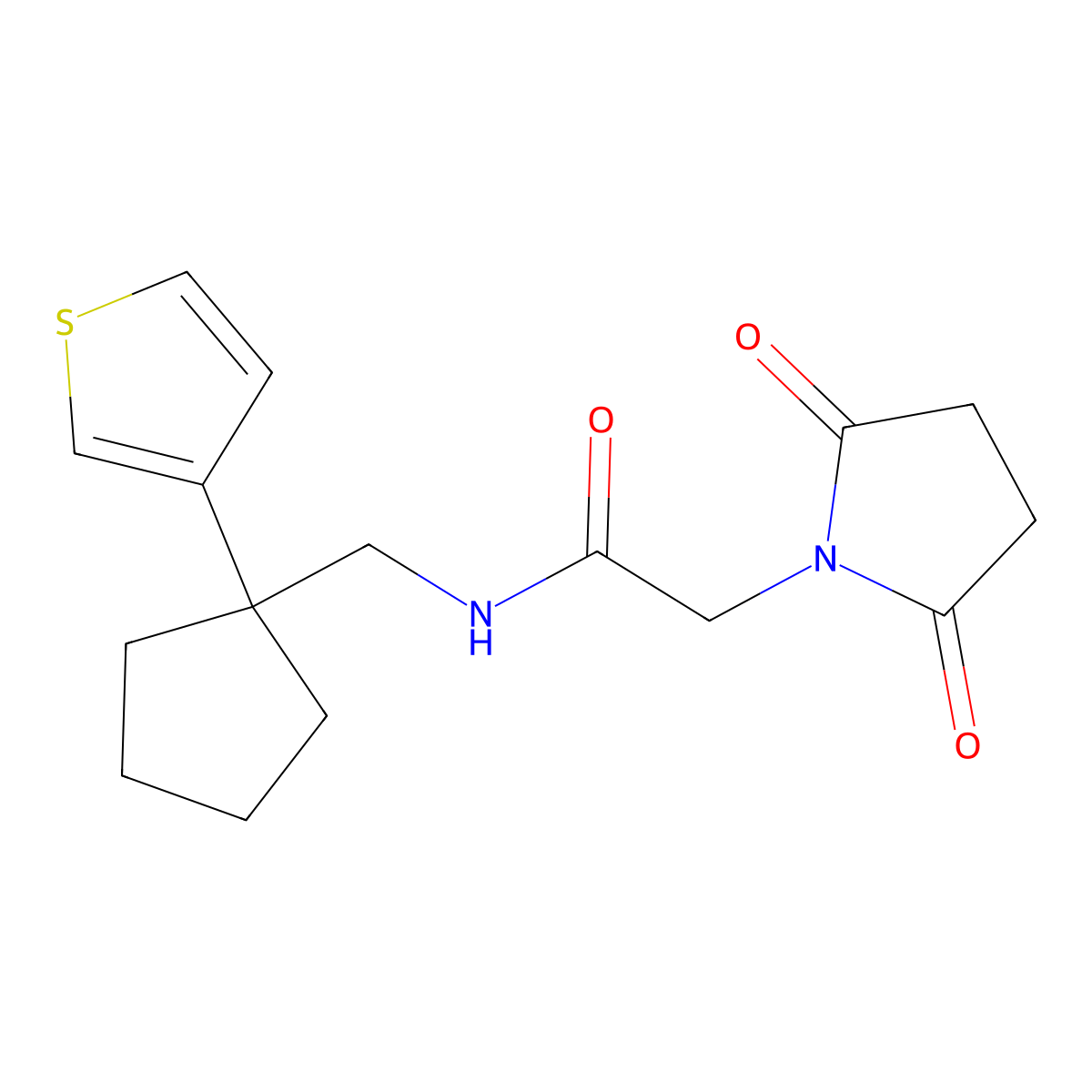2-(2,5-dioxopyrrolidin-1-yl)-N-{[1-(thiophen-3-yl)cyclopentyl]methyl}acetamide molecular structure, CAS 2034451-19-7