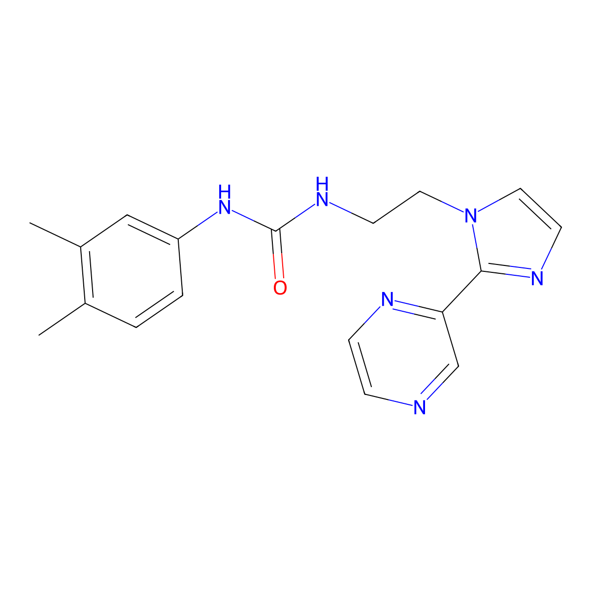 1-(3,4-dimethylphenyl)-3-(2-(2-(pyrazin-2-yl)-1H-imidazol-1-yl)ethyl)urea molecular structure, CAS 2034451-22-2