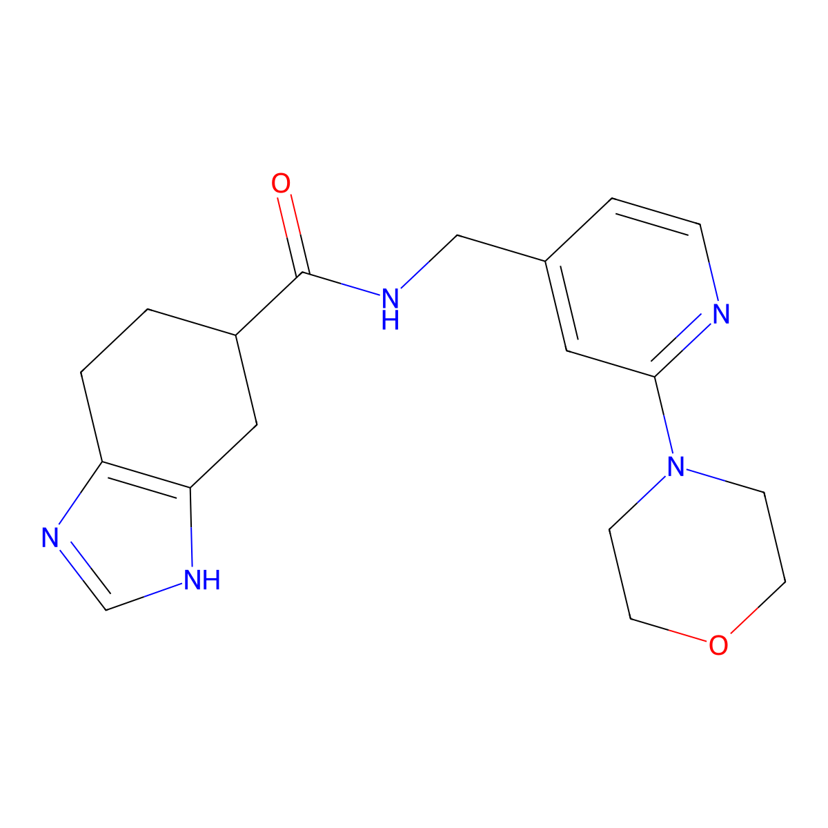 N-((2-morpholinopyridin-4-yl)methyl)-4,5,6,7-tetrahydro-1H-benzo[d]imidazole-5-carboxamide molecular structure, CAS 2034451-36-8