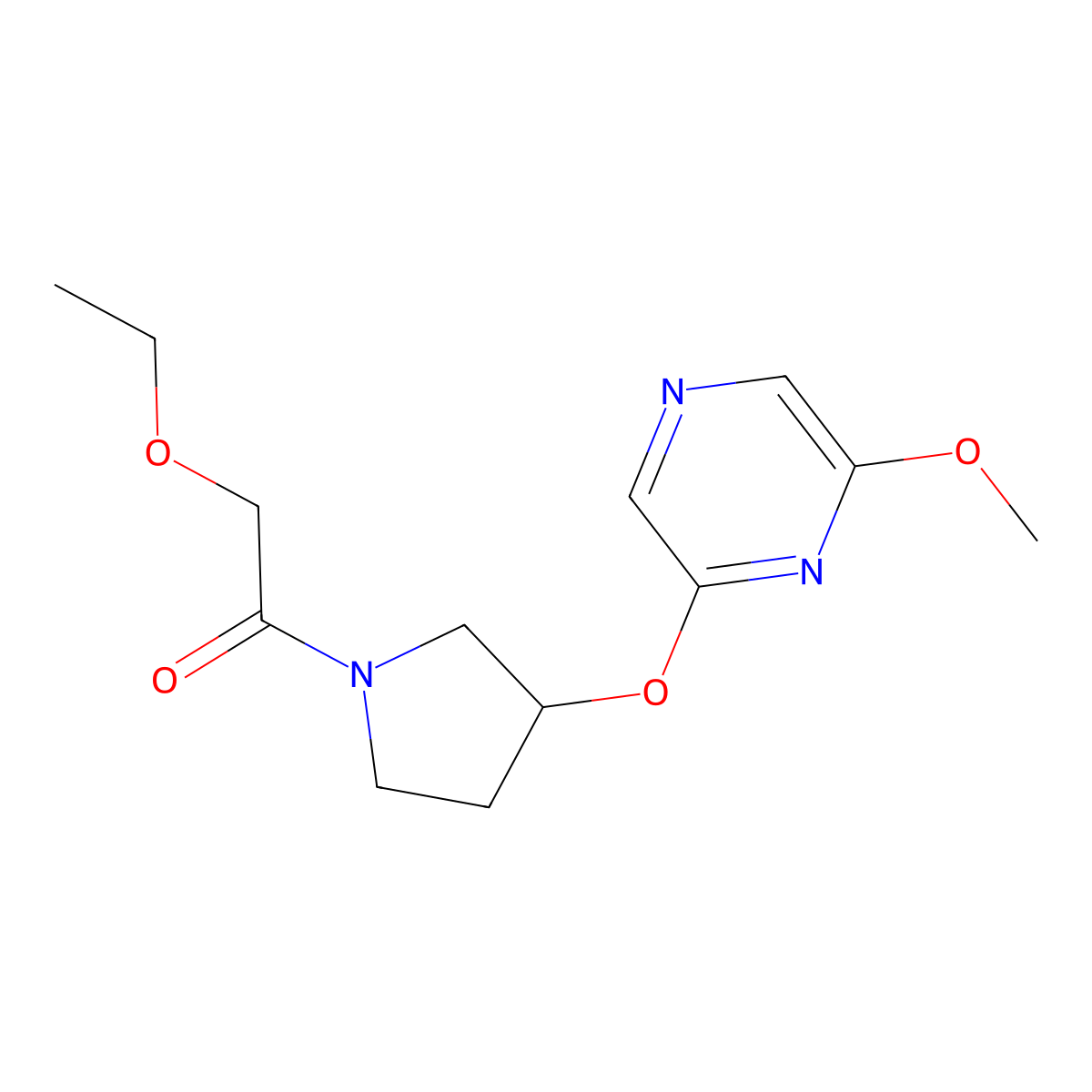 2-Ethoxy-1-(3-((6-methoxypyrazin-2-yl)oxy)pyrrolidin-1-yl)ethanone molecular structure, CAS 2034451-38-0