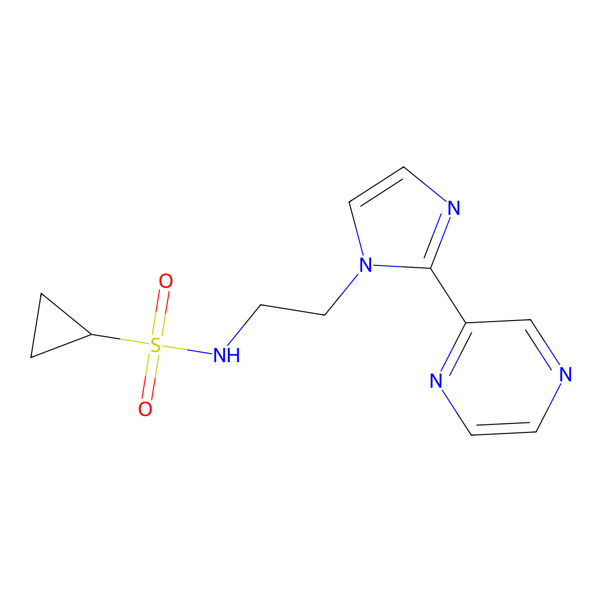 N-{2-[2-(pyrazin-2-yl)-1H-imidazol-1-yl]ethyl}cyclopropanesulfonamide molecular structure, CAS 2034451-40-4
