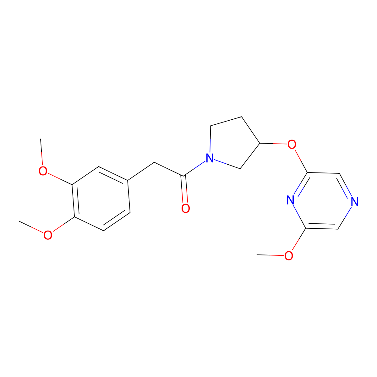 2-(3,4-Dimethoxyphenyl)-1-(3-((6-methoxypyrazin-2-yl)oxy)pyrrolidin-1-yl)ethanone molecular structure, CAS 2034451-46-0