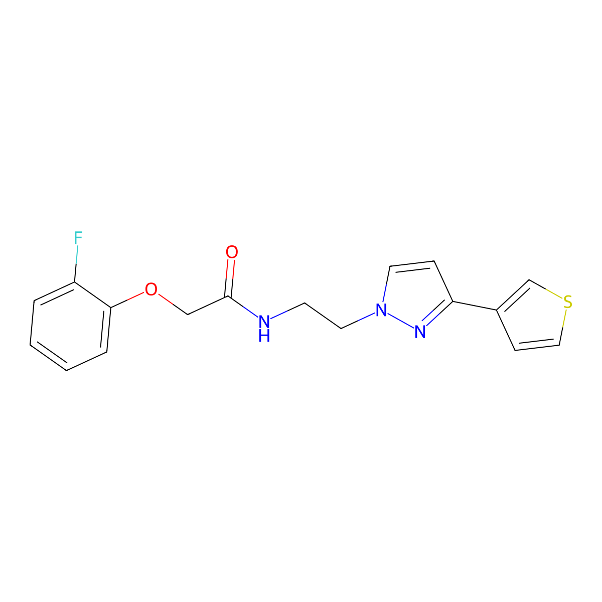 2-(2-fluorophenoxy)-N-(2-(3-(thiophen-3-yl)-1H-pyrazol-1-yl)ethyl)acetamide molecular structure, CAS 2034451-51-7