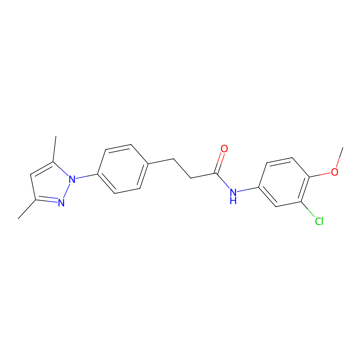 N-(3-chloro-4-methoxyphenyl)-3-[4-(3,5-dimethyl-1H-pyrazol-1-yl)phenyl]propanamide molecular structure, CAS 2034451-53-9