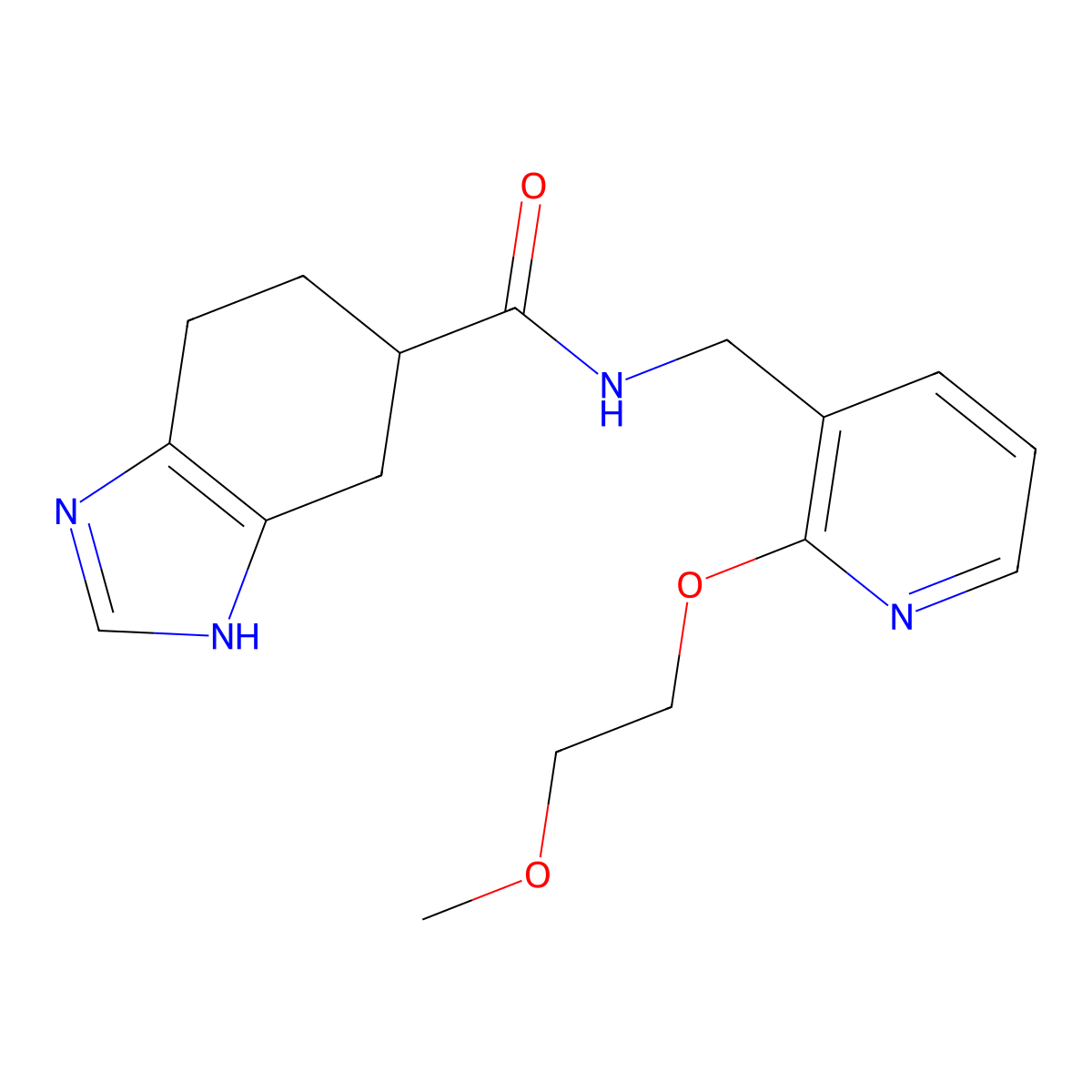 N-((2-(2-methoxyethoxy)pyridin-3-yl)methyl)-4,5,6,7-tetrahydro-1H-benzo[d]imidazole-5-carboxamide molecular structure, CAS 2034451-56-2