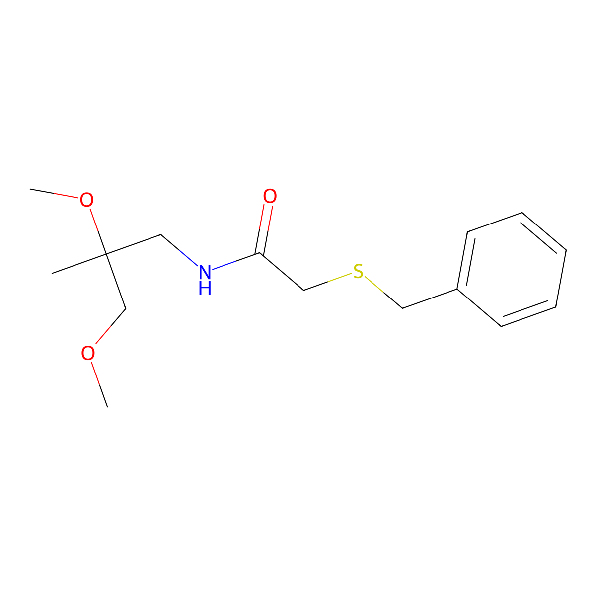 2-(benzylsulfanyl)-N-(2,3-dimethoxy-2-methylpropyl)acetamide molecular structure, CAS 2034451-62-0