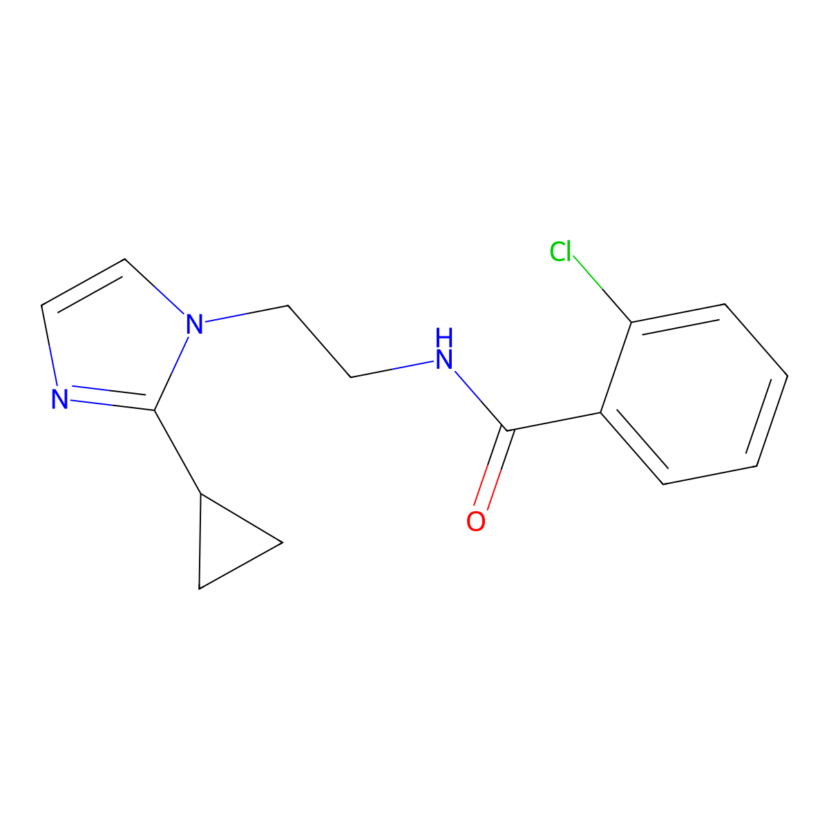 2-chloro-N-(2-(2-cyclopropyl-1H-imidazol-1-yl)ethyl)benzamide molecular structure, CAS 2034451-70-0