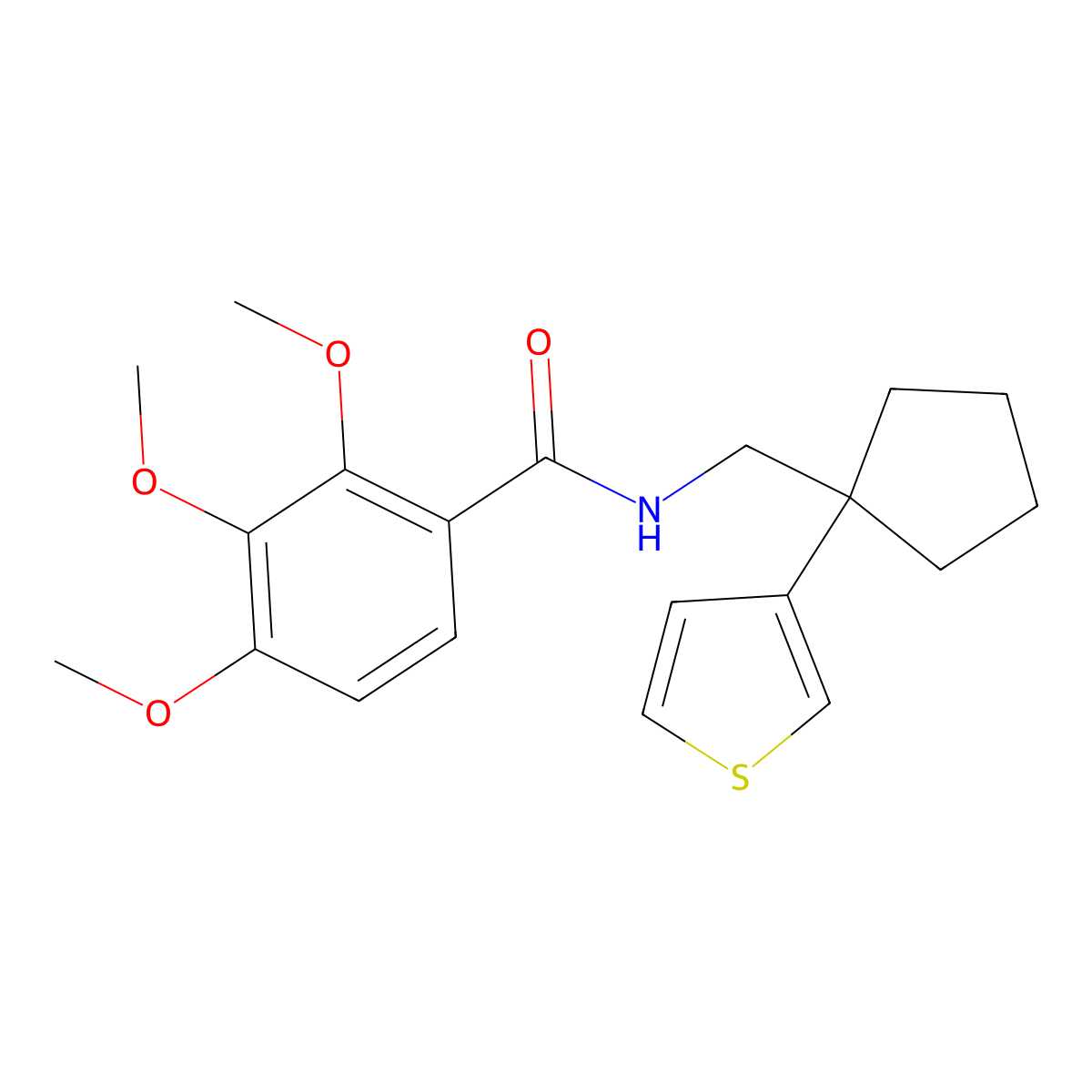 2,3,4-trimethoxy-N-{[1-(thiophen-3-yl)cyclopentyl]methyl}benzamide molecular structure, CAS 2034451-72-2