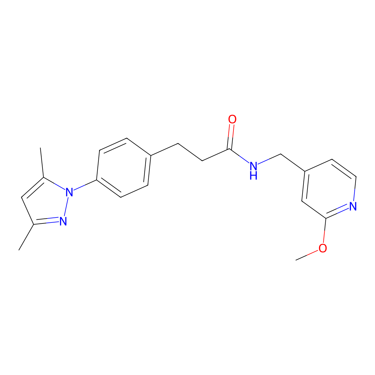 3-(4-(3,5-dimethyl-1H-pyrazol-1-yl)phenyl)-N-((2-methoxypyridin-4-yl)methyl)propanamide molecular structure, CAS 2034451-74-4