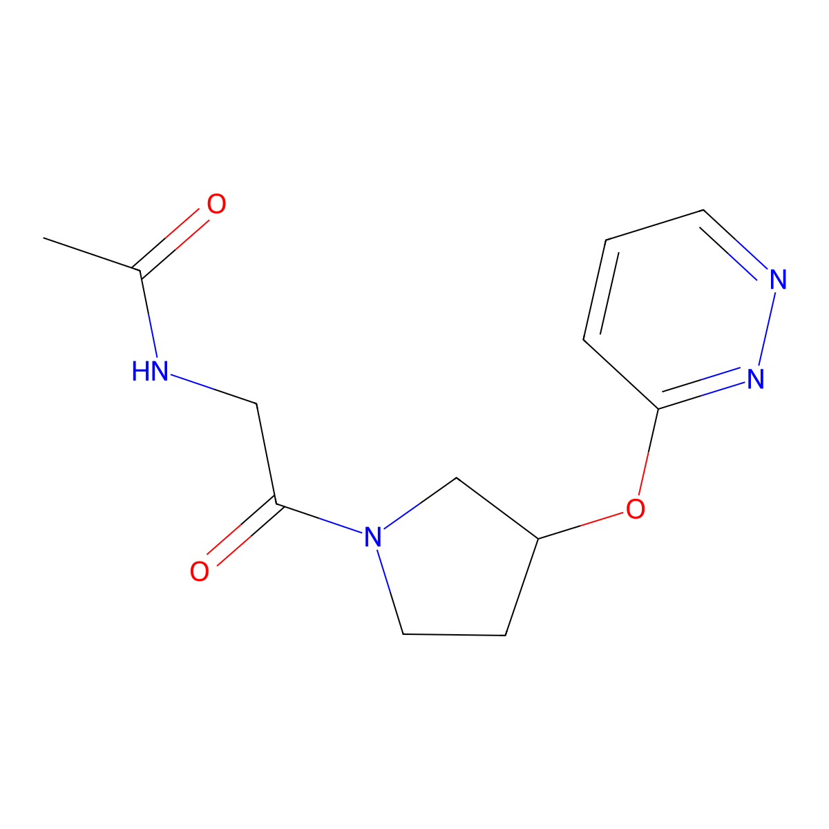 N-{2-oxo-2-[3-(pyridazin-3-yloxy)pyrrolidin-1-yl]ethyl}acetamide molecular structure, CAS 2034451-82-4