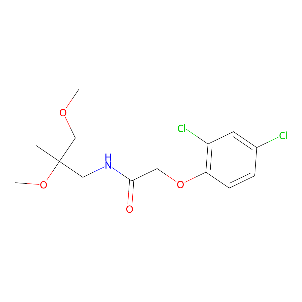2-(2,4-dichlorophenoxy)-N-(2,3-dimethoxy-2-methylpropyl)acetamide molecular structure, CAS 2034451-83-5