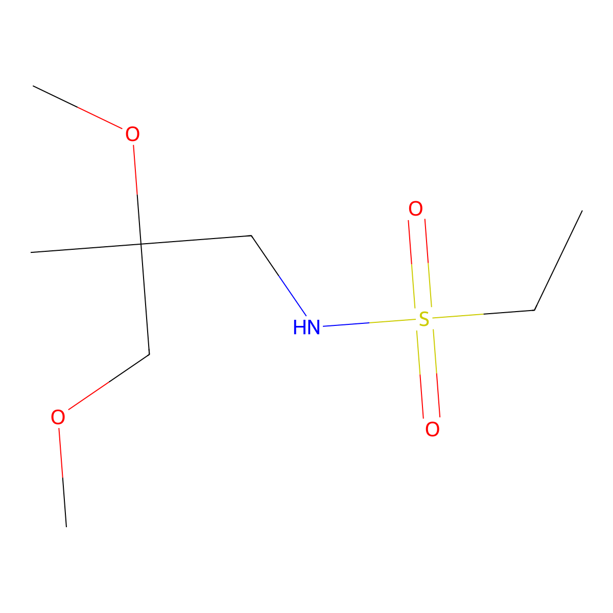 N-(2,3-dimethoxy-2-methylpropyl)ethane-1-sulfonamide molecular structure, CAS 2034451-93-7