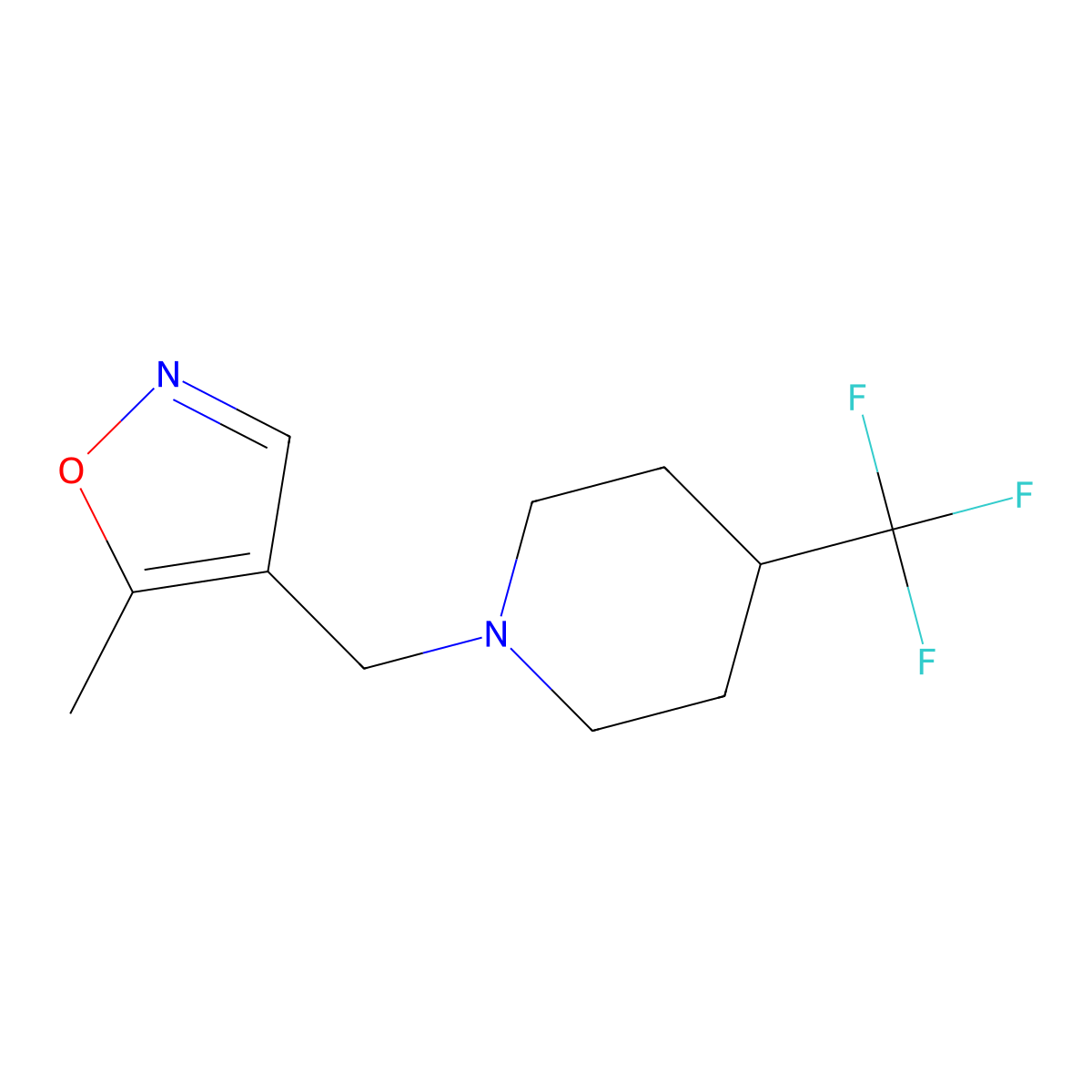5-Methyl-4-((4-(trifluoromethyl)piperidin-1-yl)methyl)isoxazole molecular structure, CAS 2034451-95-9