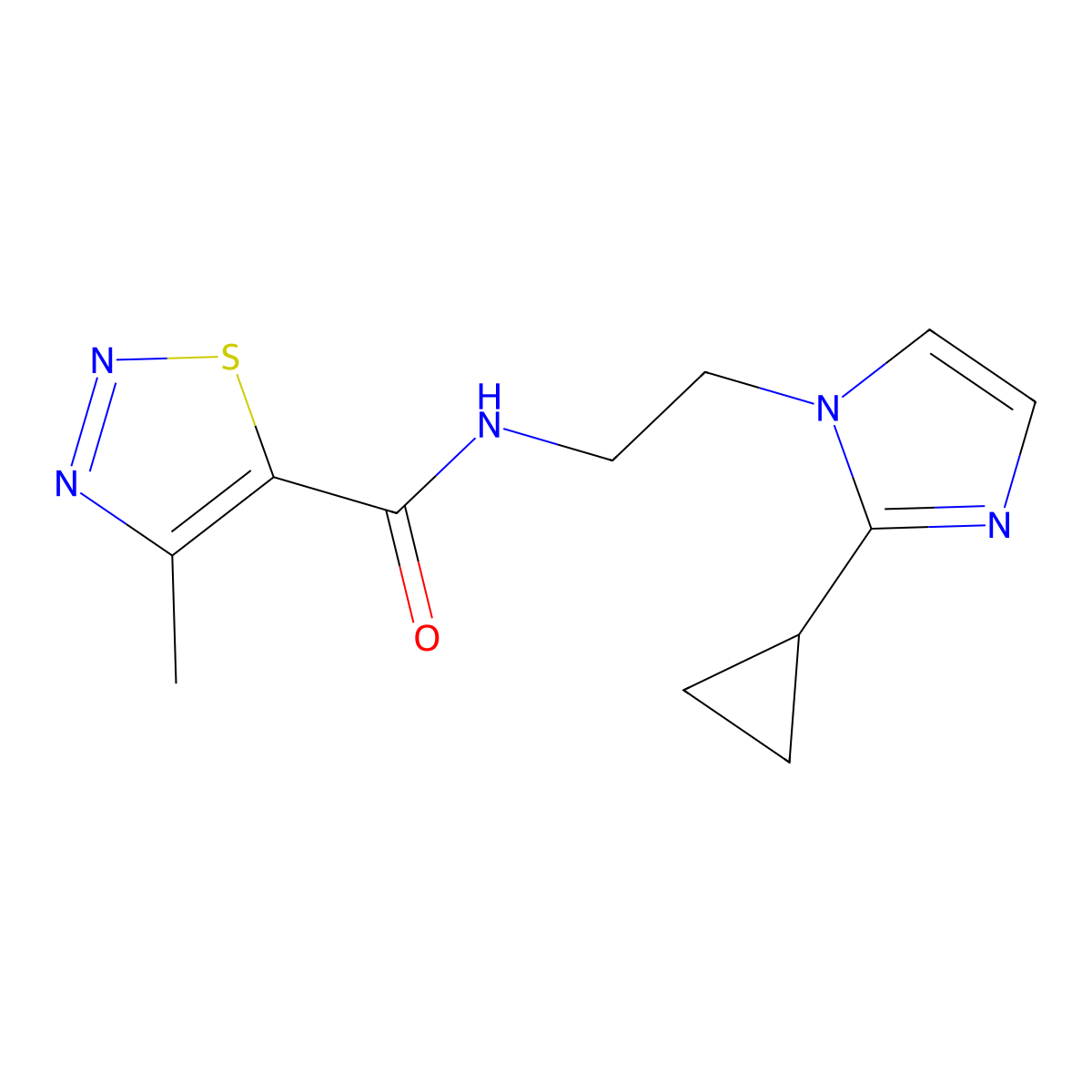 N-(2-(2-cyclopropyl-1H-imidazol-1-yl)ethyl)-4-methyl-1,2,3-thiadiazole-5-carboxamide molecular structure, CAS 2034452-07-6