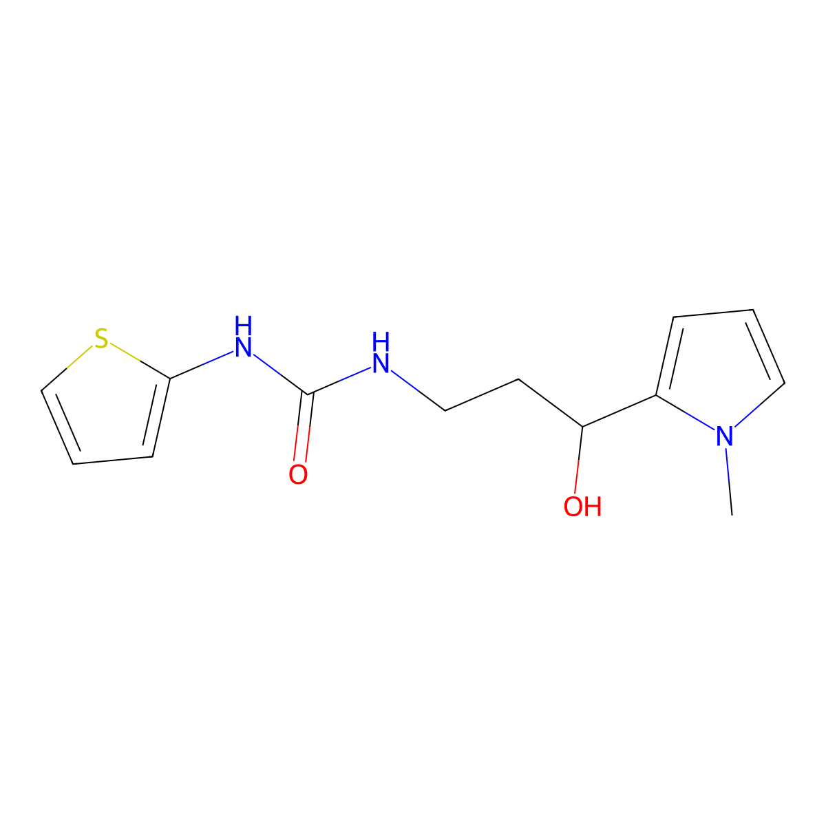 1-(3-hydroxy-3-(1-methyl-1H-pyrrol-2-yl)propyl)-3-(thiophen-2-yl)urea molecular structure, CAS 2034452-08-7