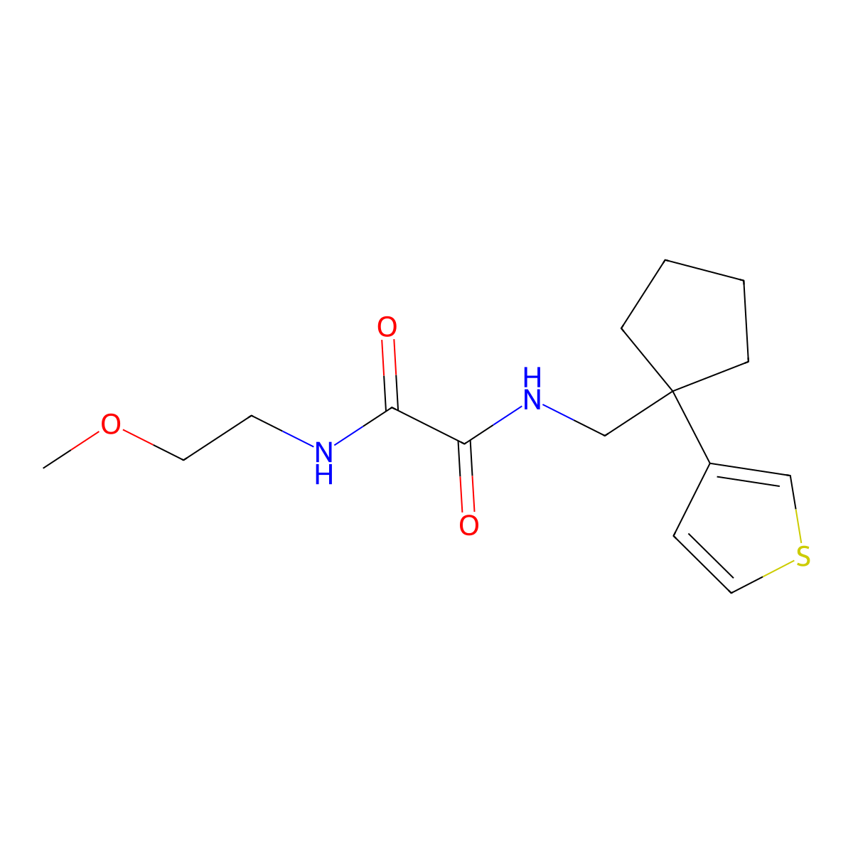 N1-(2-methoxyethyl)-N2-((1-(thiophen-3-yl)cyclopentyl)methyl)oxalamide molecular structure, CAS 2034452-09-8