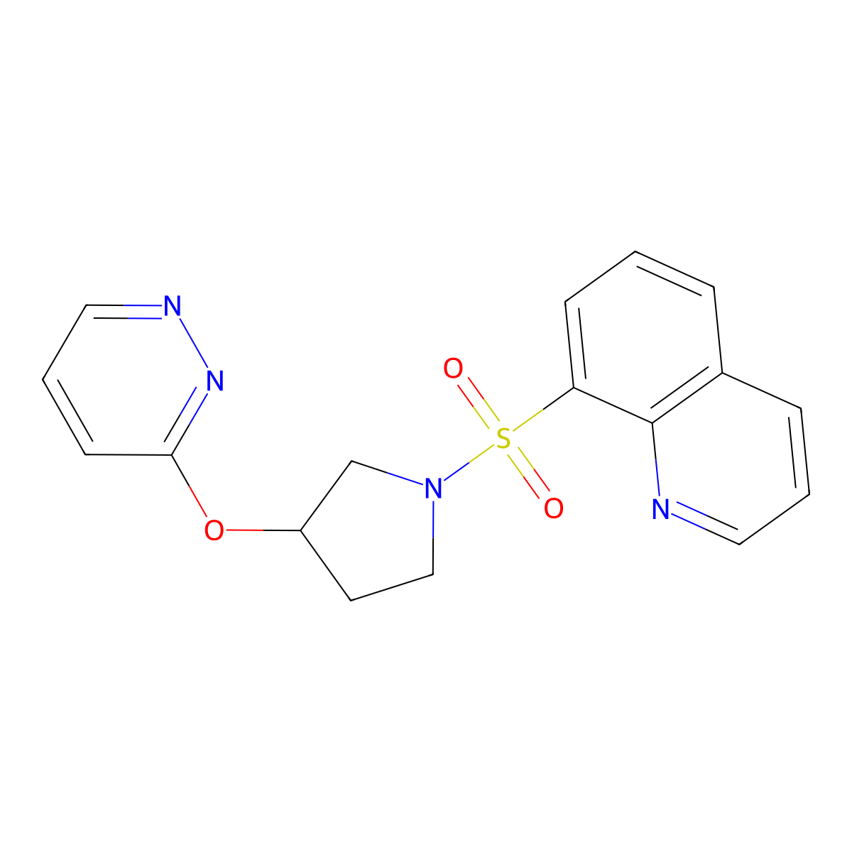 8-{[3-(Pyridazin-3-yloxy)pyrrolidin-1-yl]sulfonyl}quinoline molecular structure, CAS 2034452-15-6