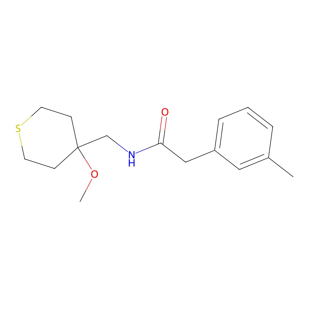 N-((4-methoxytetrahydro-2H-thiopyran-4-yl)methyl)-2-(m-tolyl)acetamide molecular structure, CAS 2034452-16-7