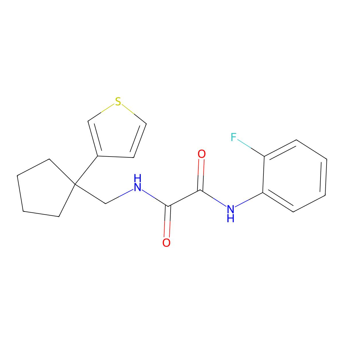 N1-(2-fluorophenyl)-N2-((1-(thiophen-3-yl)cyclopentyl)methyl)oxalamide molecular structure, CAS 2034452-19-0