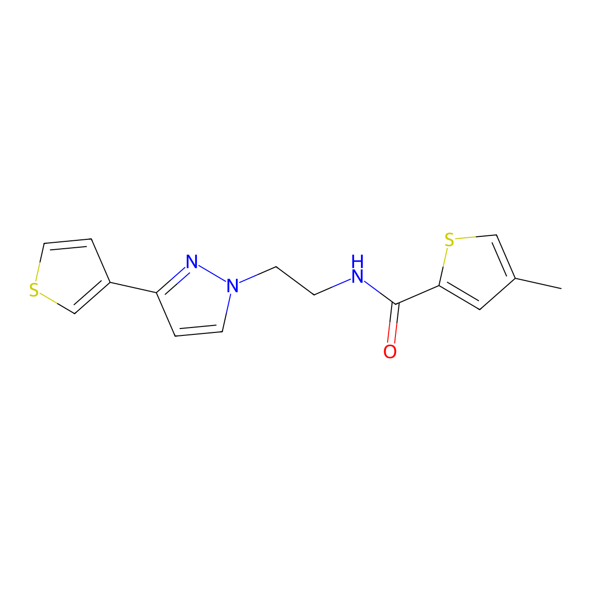 4-methyl-N-{2-[3-(thiophen-3-yl)-1H-pyrazol-1-yl]ethyl}thiophene-2-carboxamide molecular structure, CAS 2034452-24-7
