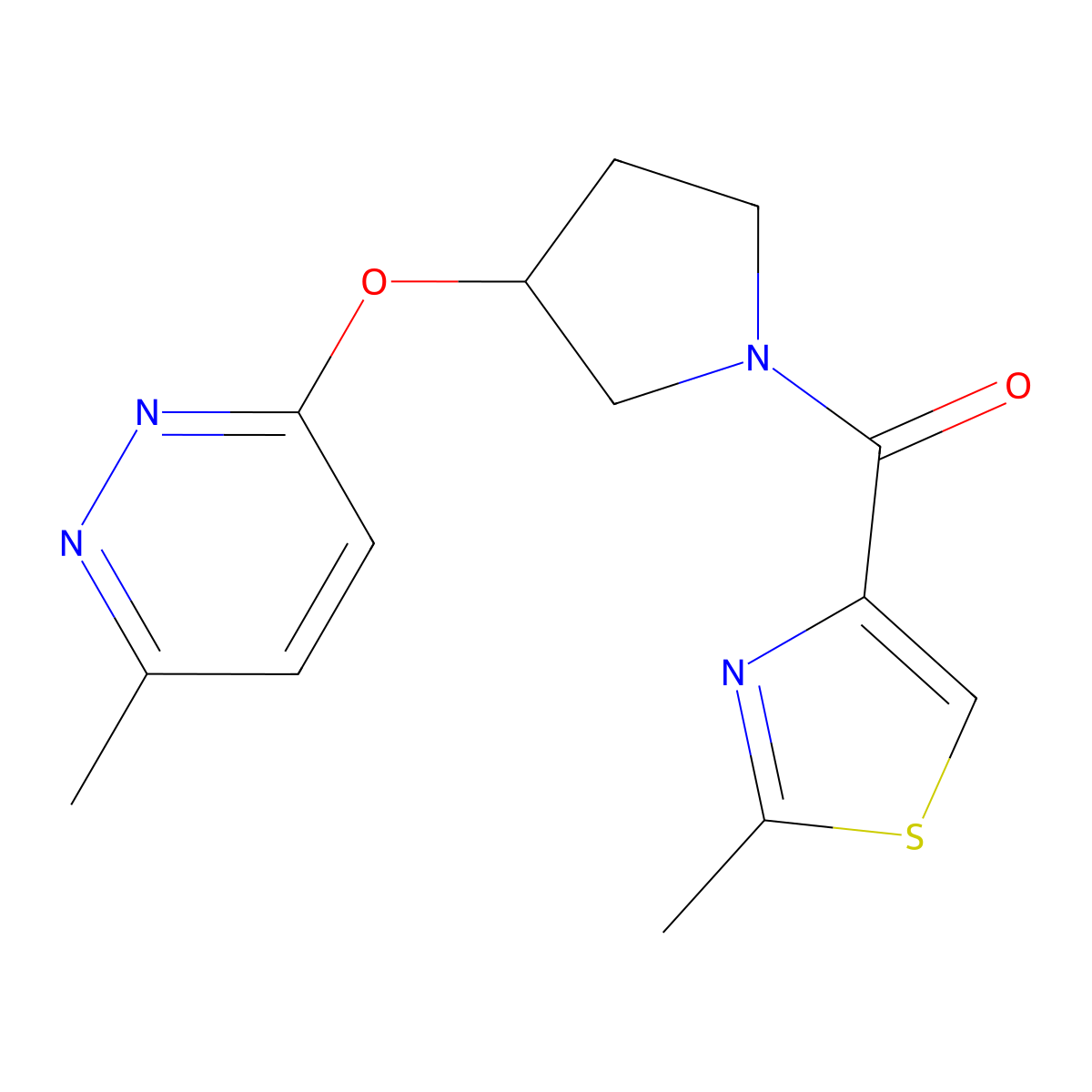 (3-((6-Methylpyridazin-3-yl)oxy)pyrrolidin-1-yl)(2-methylthiazol-4-yl)methanone molecular structure, CAS 2034452-35-0