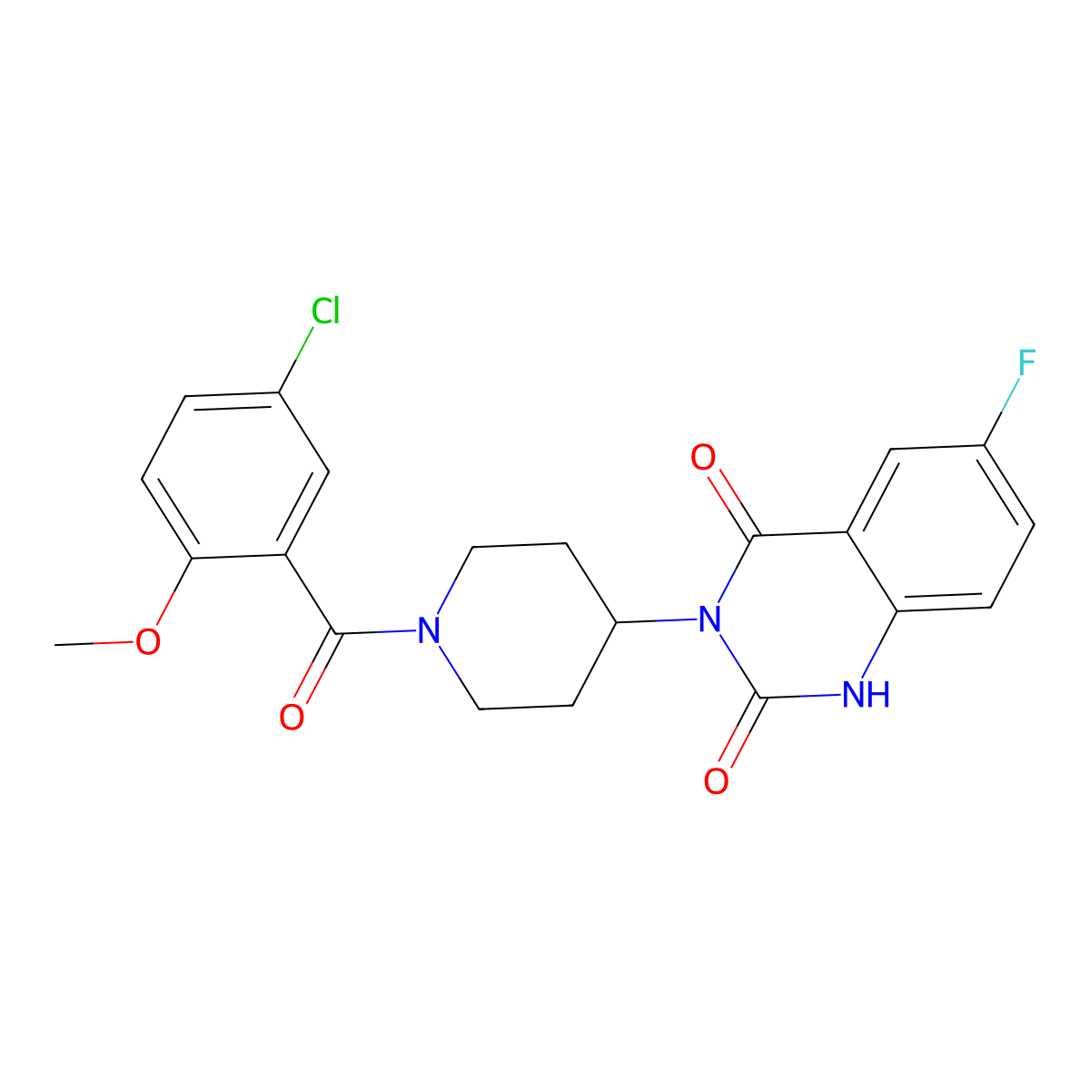 3-(1-(5-chloro-2-methoxybenzoyl)piperidin-4-yl)-6-fluoroquinazoline-2,4(1H,3H)-dione molecular structure, CAS 2034452-40-7