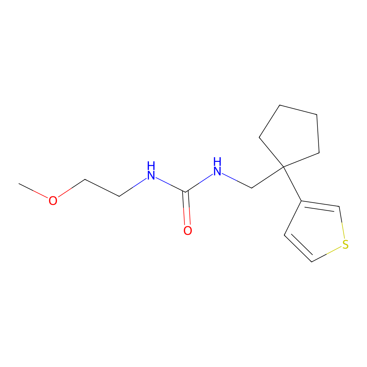 1-(2-Methoxyethyl)-3-((1-(thiophen-3-yl)cyclopentyl)methyl)urea molecular structure, CAS 2034452-41-8