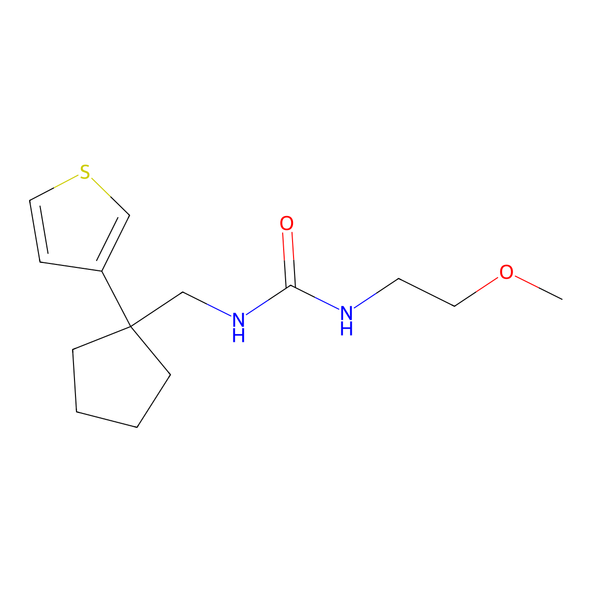 1-(2-Methoxyethyl)-3-((1-(thiophen-3-yl)cyclopentyl)methyl)urea molecular structure, CAS 2034452-41-8