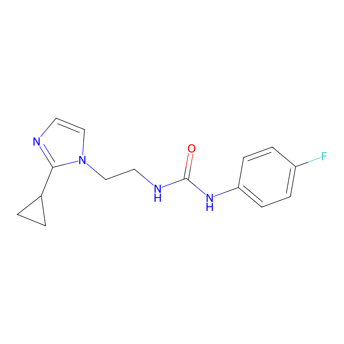 1-(2-(2-cyclopropyl-1H-imidazol-1-yl)ethyl)-3-(4-fluorophenyl)urea molecular structure, CAS 2034452-44-1