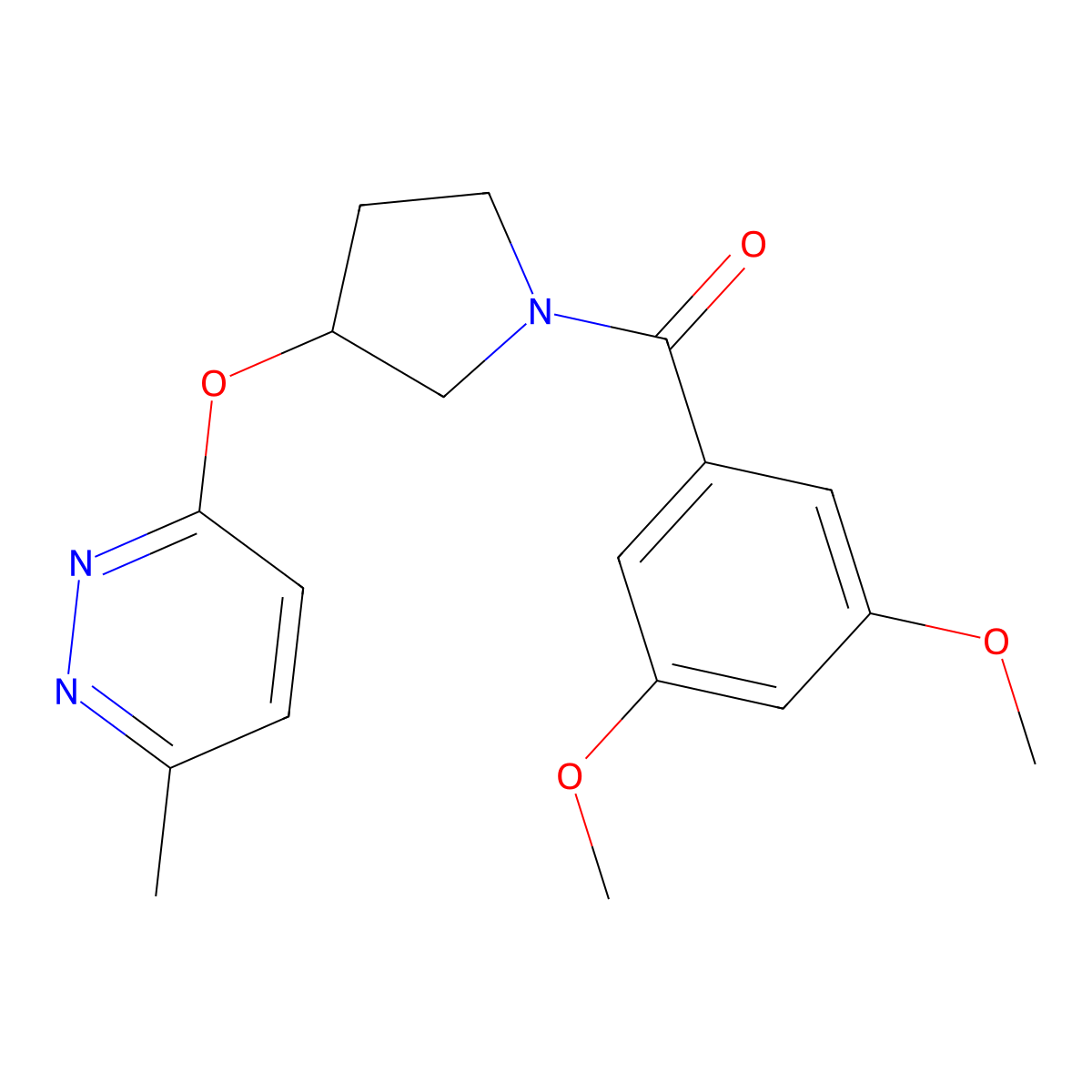 (3,5-Dimethoxyphenyl)(3-((6-methylpyridazin-3-yl)oxy)pyrrolidin-1-yl)methanone molecular structure, CAS 2034452-46-3