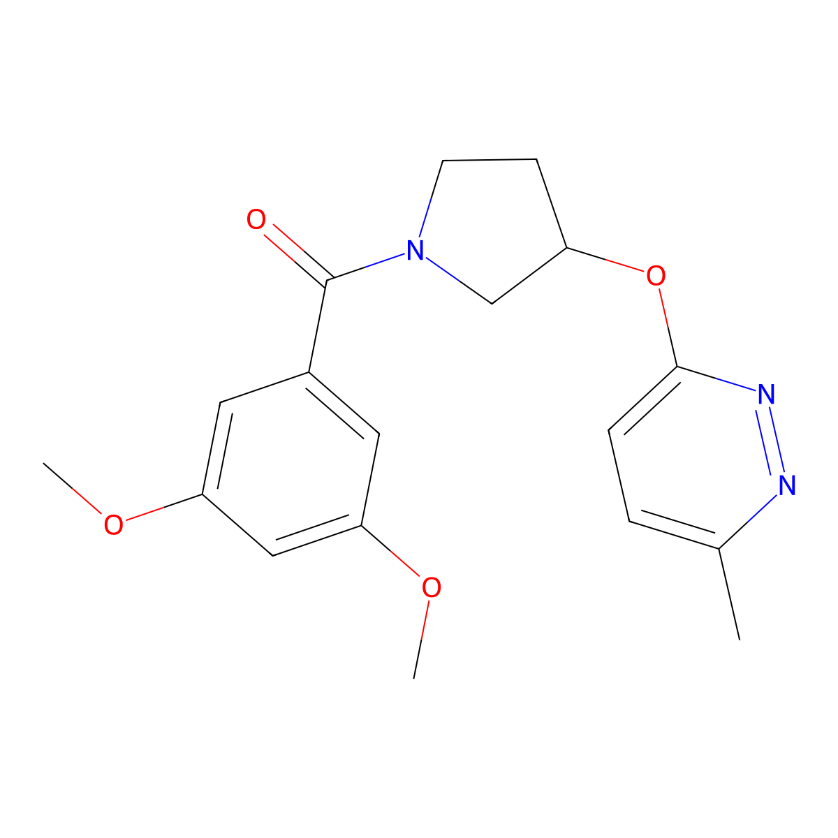 (3,5-Dimethoxyphenyl)(3-((6-methylpyridazin-3-yl)oxy)pyrrolidin-1-yl)methanone molecular structure, CAS 2034452-46-3
