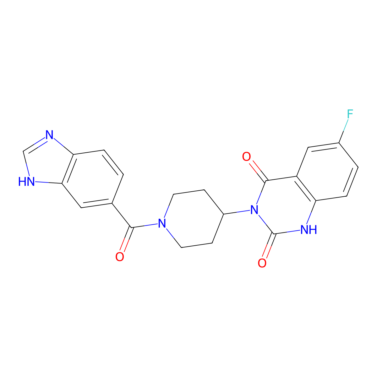 3-(1-(1H-benzo[d]imidazole-5-carbonyl)piperidin-4-yl)-6-fluoroquinazoline-2,4(1H,3H)-dione molecular structure, CAS 2034452-47-4