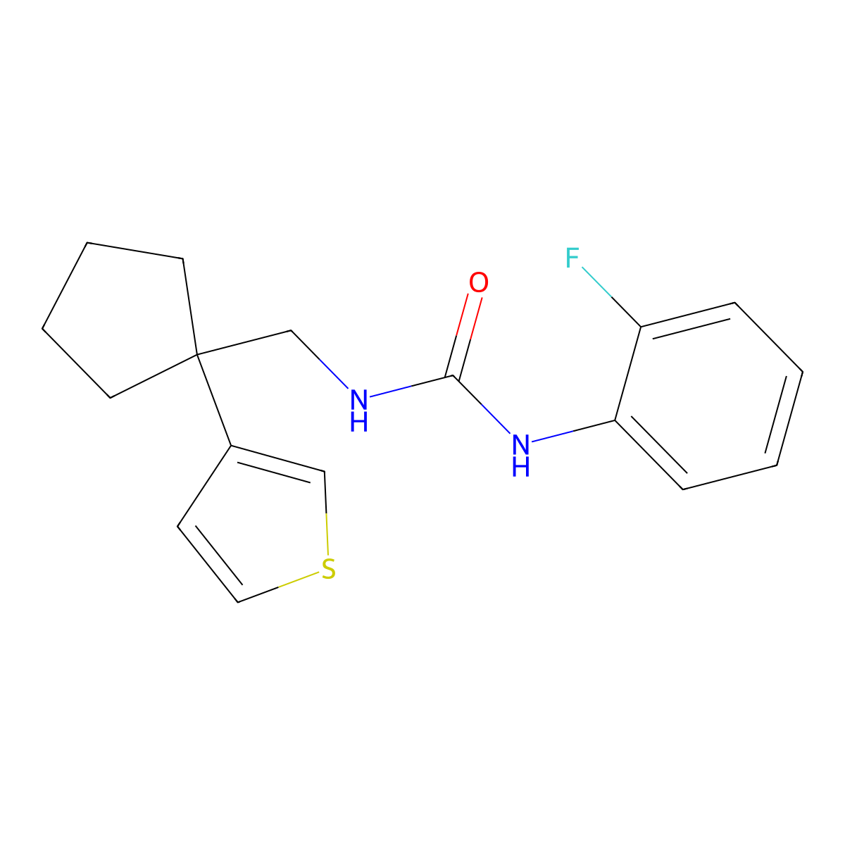 1-(2-Fluorophenyl)-3-((1-(thiophen-3-yl)cyclopentyl)methyl)urea molecular structure, CAS 2034452-48-5