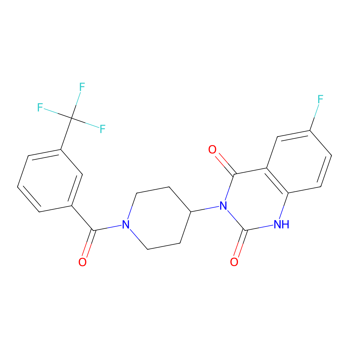 6-fluoro-3-(1-(3-(trifluoromethyl)benzoyl)piperidin-4-yl)quinazoline-2,4(1H,3H)-dione molecular structure, CAS 2034452-51-0