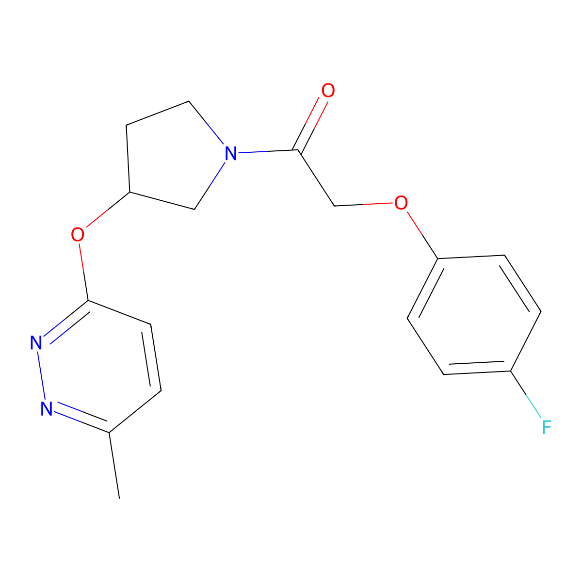 2-(4-Fluorophenoxy)-1-(3-((6-methylpyridazin-3-yl)oxy)pyrrolidin-1-yl)ethanone molecular structure, CAS 2034452-55-4
