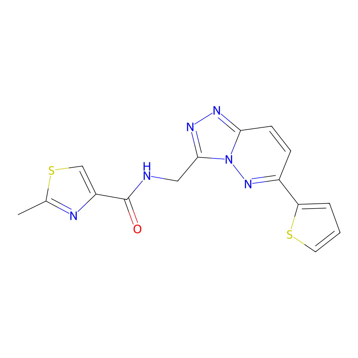 2-methyl-N-((6-(thiophen-2-yl)-[1,2,4]triazolo[4,3-b]pyridazin-3-yl)methyl)thiazole-4-carboxamide molecular structure, CAS 2034452-57-6