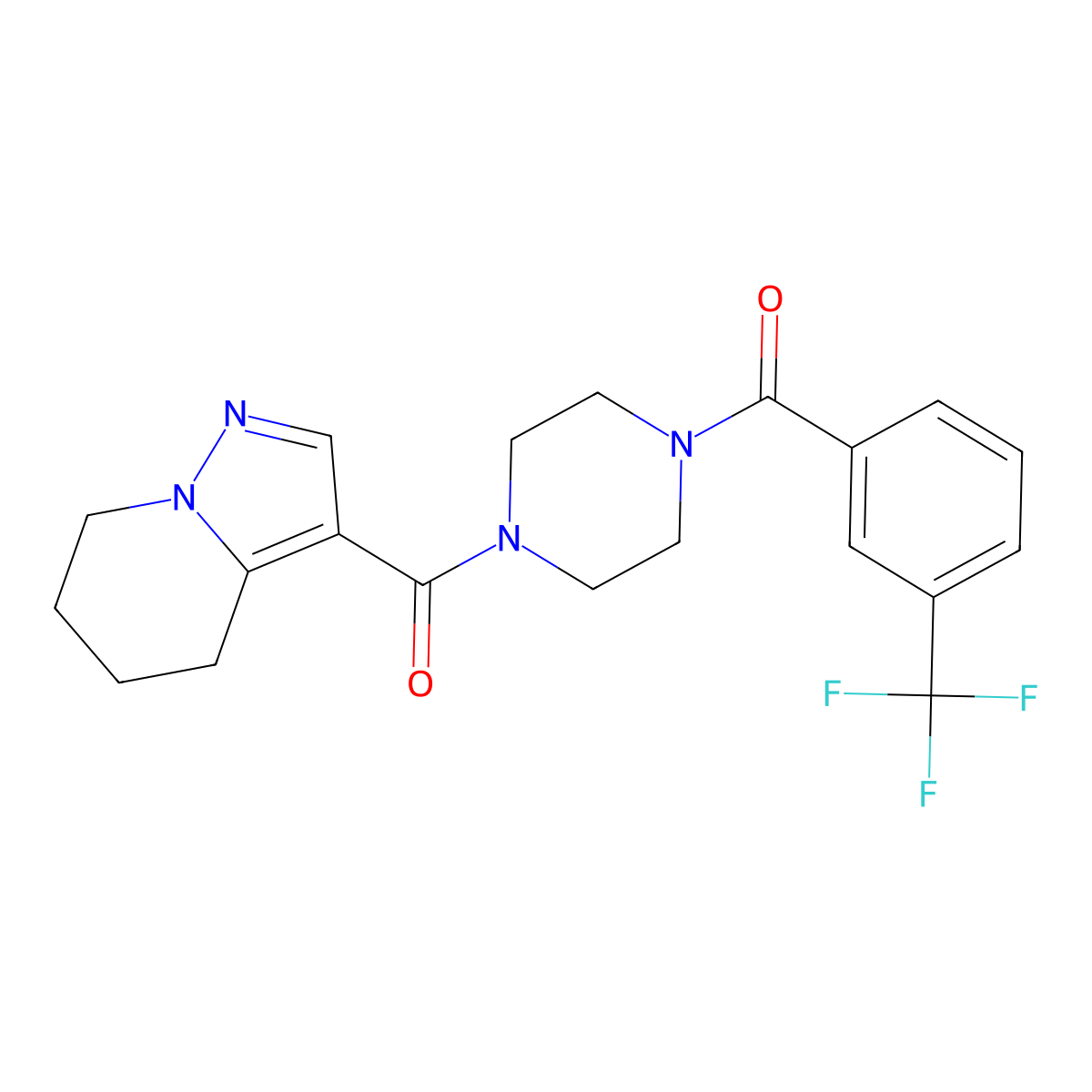 (4,5,6,7-Tetrahydropyrazolo[1,5-a]pyridin-3-yl)(4-(3-(trifluoromethyl)benzoyl)piperazin-1-yl)methanone molecular structure, CAS 2034452-59-8