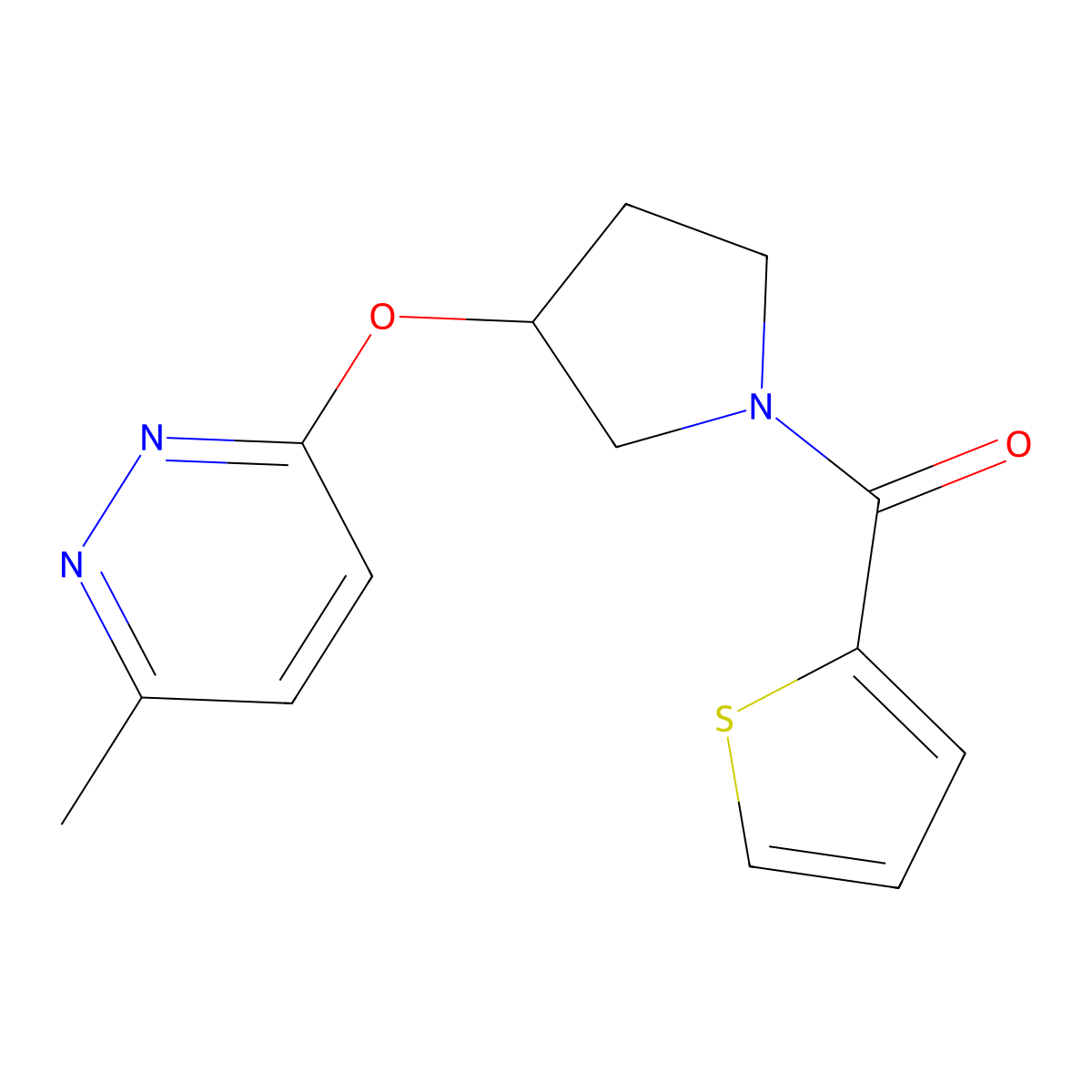 (3-((6-Methylpyridazin-3-yl)oxy)pyrrolidin-1-yl)(thiophen-2-yl)methanone molecular structure, CAS 2034452-61-2