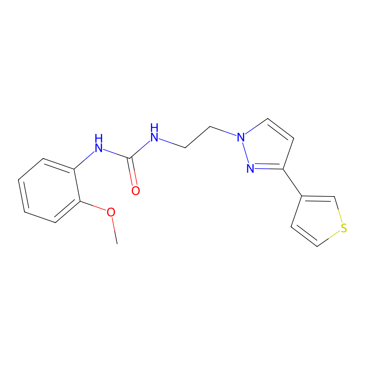 1-(2-methoxyphenyl)-3-(2-(3-(thiophen-3-yl)-1H-pyrazol-1-yl)ethyl)urea molecular structure, CAS 2034452-65-6