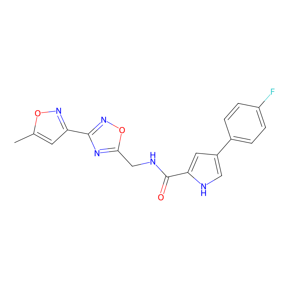 4-(4-fluorophenyl)-N-((3-(5-methylisoxazol-3-yl)-1,2,4-oxadiazol-5-yl)methyl)-1H-pyrrole-2-carboxamide molecular structure, CAS 2034452-75-8