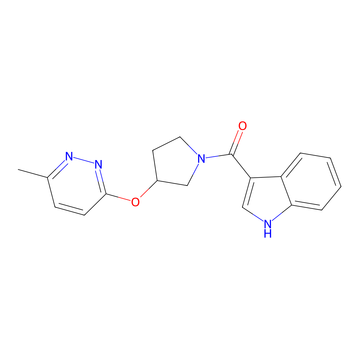 (1H-indol-3-yl)(3-((6-methylpyridazin-3-yl)oxy)pyrrolidin-1-yl)methanone molecular structure, CAS 2034452-78-1